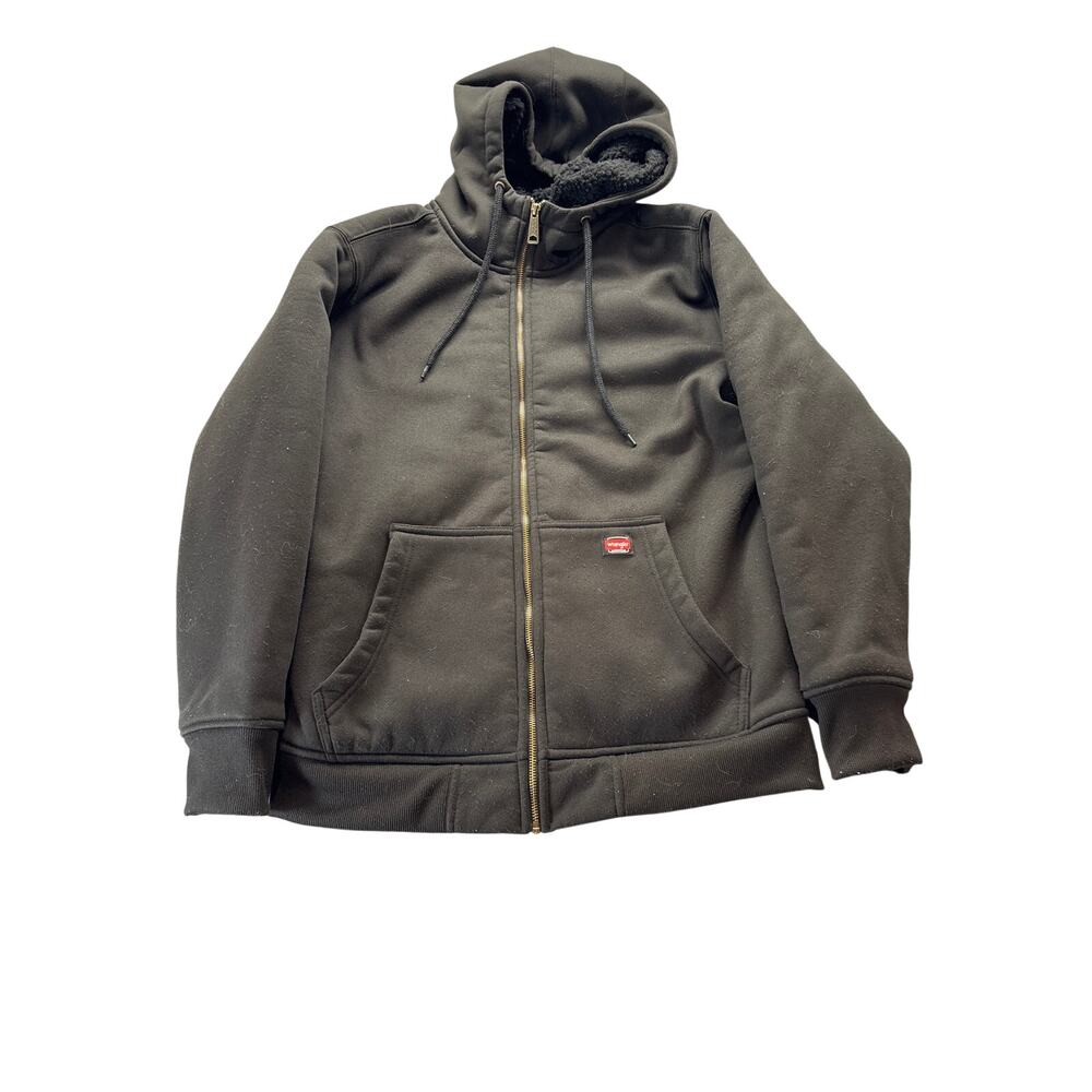 Wrangler Workwear Men’s Medium Sherpa Lined Full Zip Hoodie Black Heavyweight